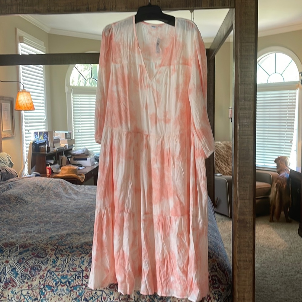 GAP Pink and White Maxi Dress